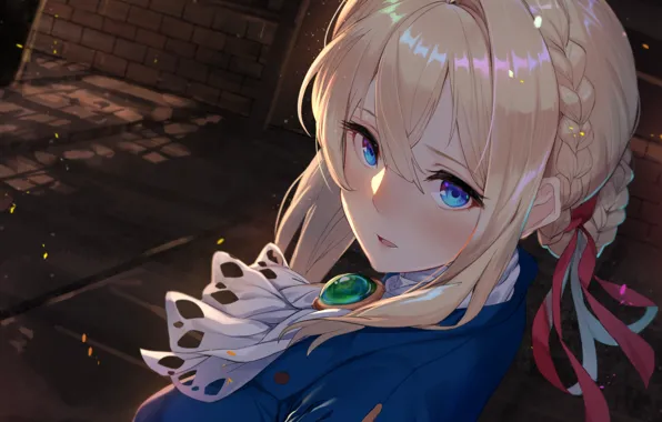 Picture look, girl, street, anime, Violet Evergarden