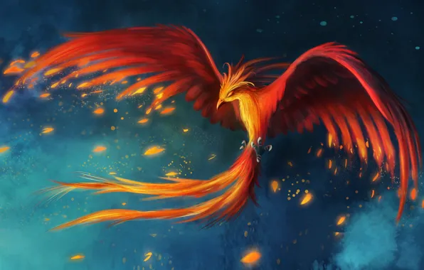 Flight, bird, figure, feathers, art, Phoenix