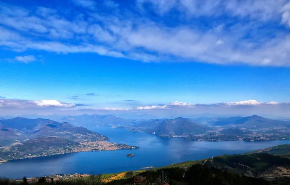 Sea, the sky, clouds, mountains, nature