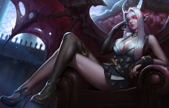 Picture girl, blonde, sitting, demoness, Veera, Arena Of Valor