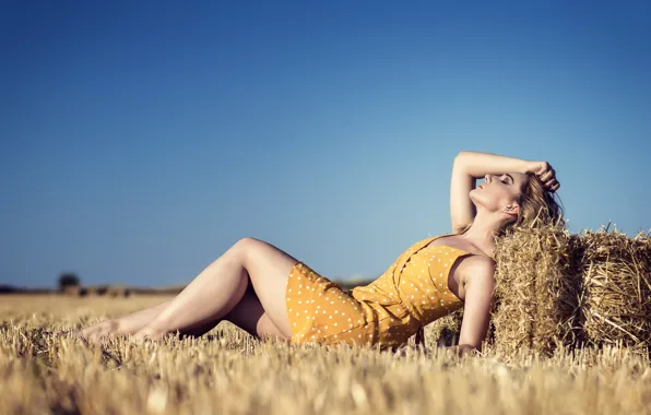 Field, summer, girl, Elena