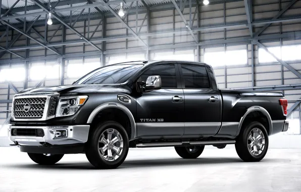 Black, Truck, Pickup, Nissan Titan XD SL