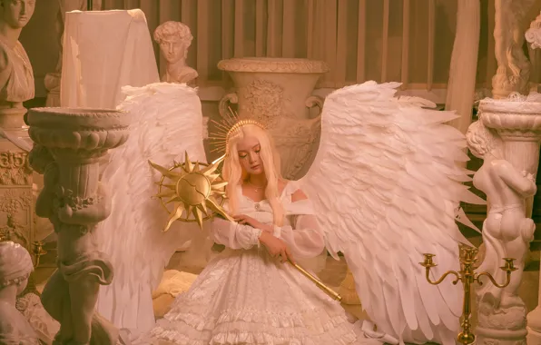 Picture girl, design, face, style, model, wings, angel