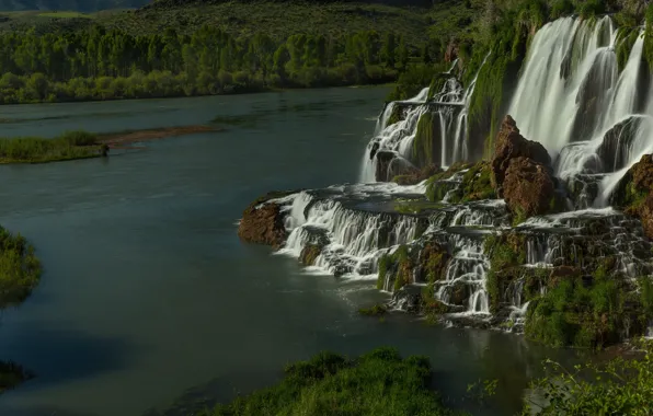 Nature, rocks, shore, waterfall, stream