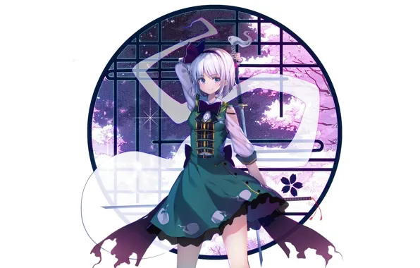 Round, sword, window, girl, Touhou, Touhou, Touhou