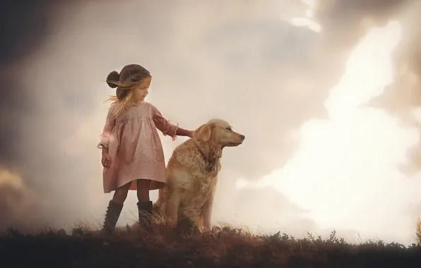 Dog, girl, friendship