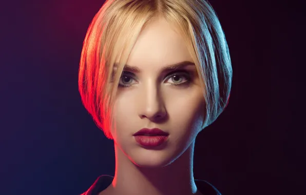 Picture girl, makeup, hairstyle, closeup, face, blonde, background, light