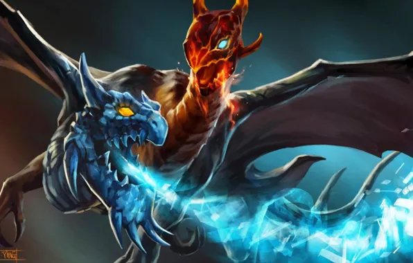 Picture dragon, ice, art, Dota 2, Jakiro, 2 heads, Twin Head Dragon