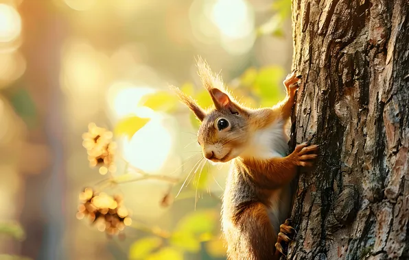 Look, leaves, the sun, light, branches, pose, tree, protein
