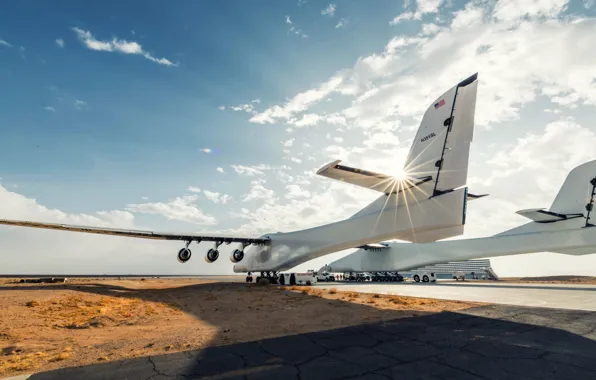 Picture The sun, The sky, The plane, Light, The plane, 351, Stratolaunch, Stratolaunch Model 351