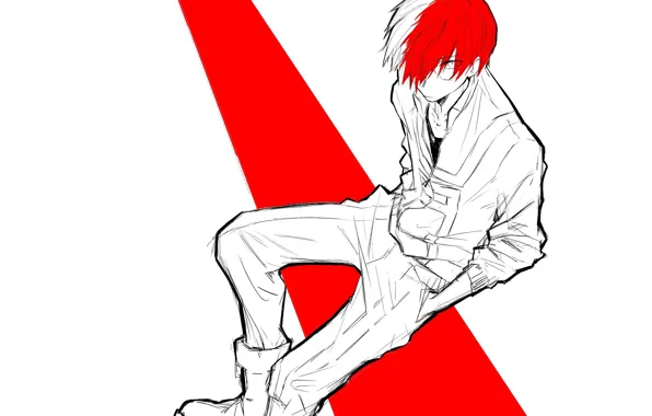 Look, guy, sitting, My hero Academy, Todoroki Shouto, My Hero Academia, Boku No Hero Academy, …