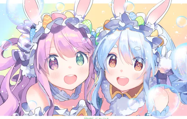 Easter, ears, smile, Usada Pekora, Hololive, virtual youtuber, Himemori Luna