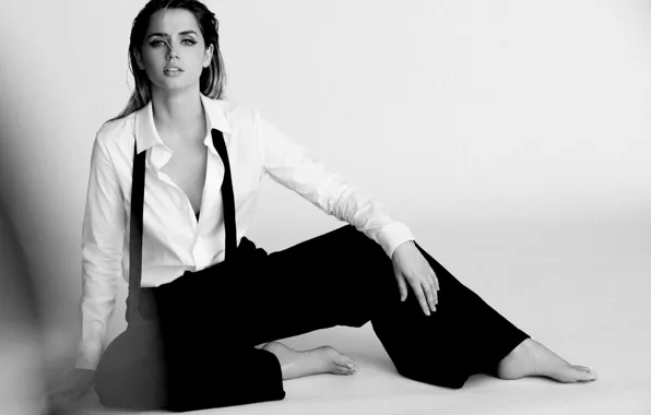 Picture look, girl, pose, actress, black and white, Ana de Armas