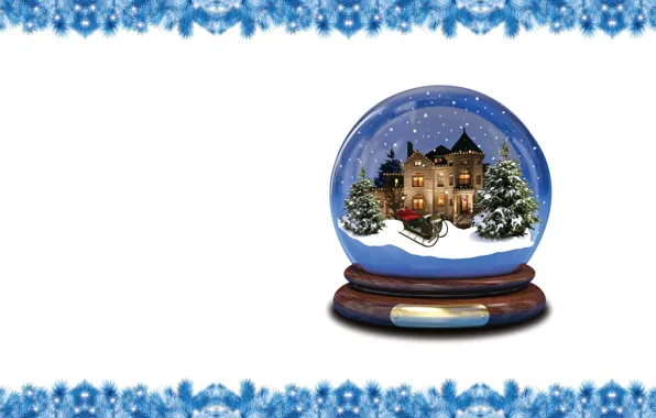 Picture winter, mood, holiday, minimalism, art, New year, snow globe