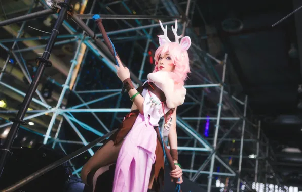 Beautiful, Asian, Model, Woman, Pretty, Cosplay, Animal Ears, Staff