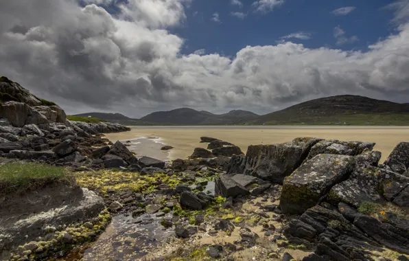 Picture sea, the sky, clouds, landscape, mountains, clouds, nature, stones