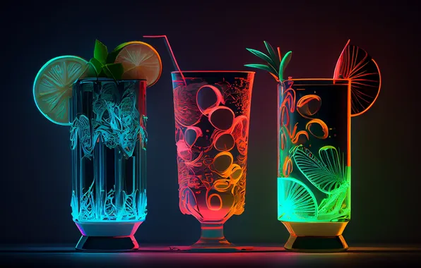 Picture ice, lemon, glass, cocktail, lime, lemon, ice, lime
