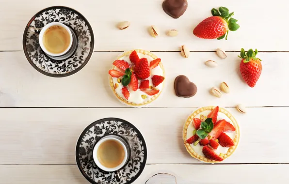 Coffee, candy, Cup, cake, saucers, tartlets