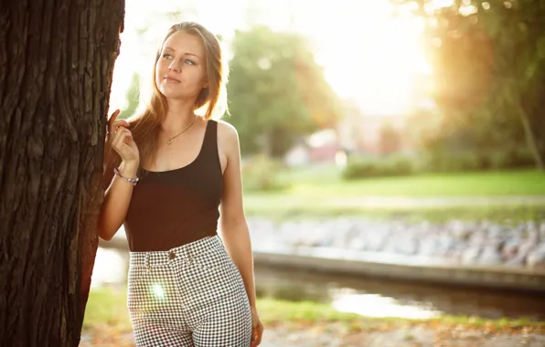 Picture summer, girl, trees, face, hair, Nastya