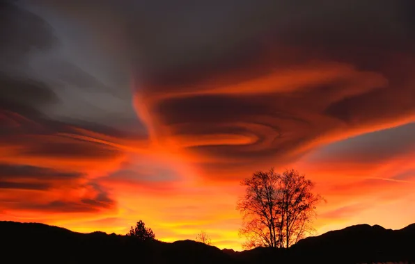 Picture the sky, clouds, sunset, glow