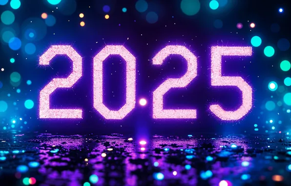 Light, lights, lights, figures, New year, lilac, date, bokeh