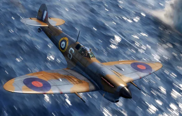Digital Art, Supermarine Spitfire, Combat aircraft, Spitfire Mk.V, Spitfire Mk.Vb/trop