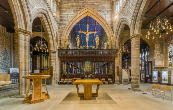 Picture interior, West Yorkshire, UK, Wakefield Cathedral Rood Screen
