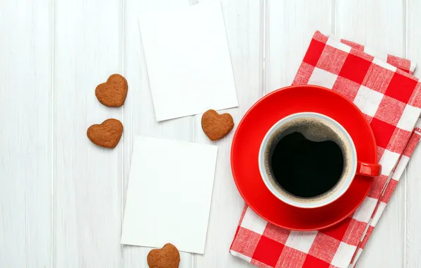 Love, coffee, cookies, Cup, hearts, love, heart, romantic