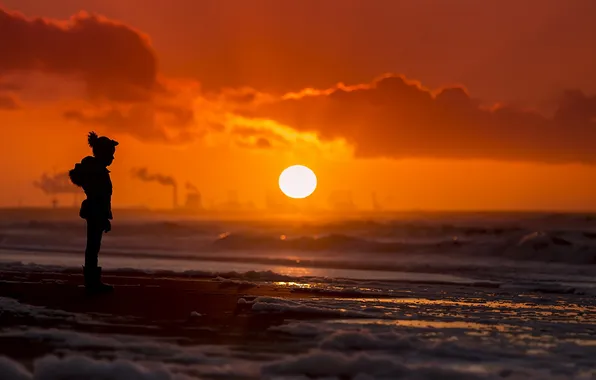 Sea, sunset, mood, girl