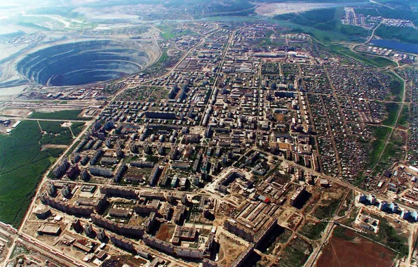 City, top view, Yakutia, Mirny