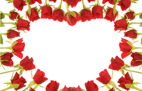 Heart, roses, red, Red, beautiful, Roses, Heart, Valentines Day
