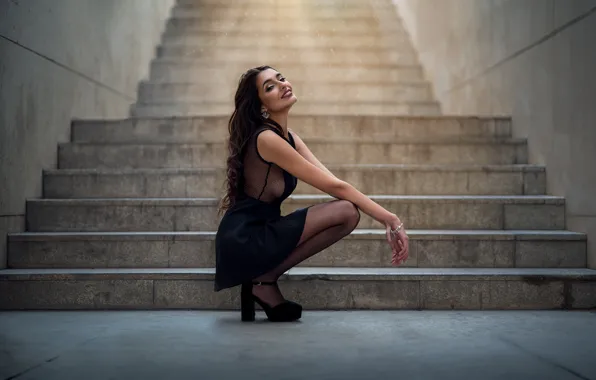 Sexy, ladder, steps, beauty, Ana