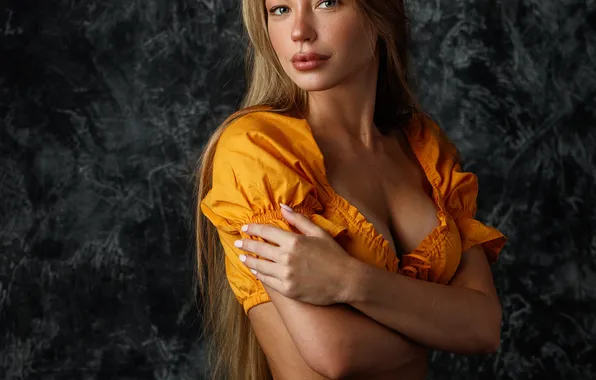 Model, blonde, long hair, Sergey Sorokin