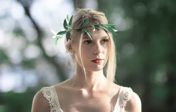 Girl, portrait, wreath