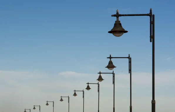 The sky, the city, street, lights