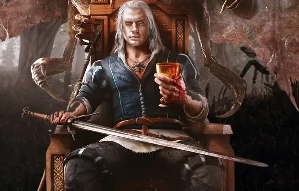 Sword, fantasy, The Witcher, games, cup, throne, Character