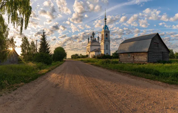 Picture road, temple, Russia, Savinskoye, Yaroslavskaya Oblast’