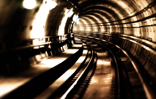 The tunnel, Sepia, Lights, Rails