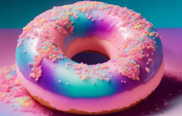 Purple, pink, blue, figure, food, sequins, donuts, decoration