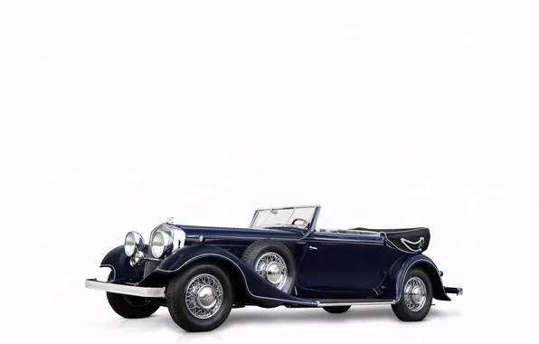 Convertible, white background, luxury, Suite, luxury, retro cars, Cabriolet, Horch