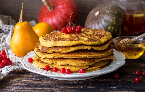 Honey, pumpkin, Kalina, pancake