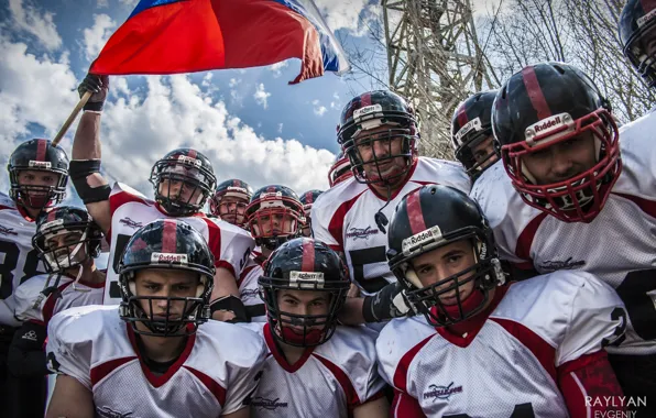 Picture the sky, flag, team, American football, Tees