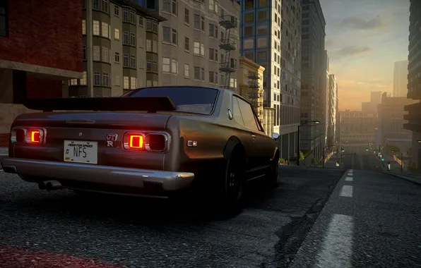 Picture the city, the descent, the evening, classic, Need for Speed The Run, dimensions, nissan skyline …