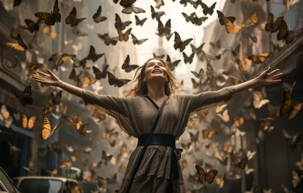 Home, Girl, Butterfly, Hands, Digital art, The Art of Artificial Intelligence, Neural network