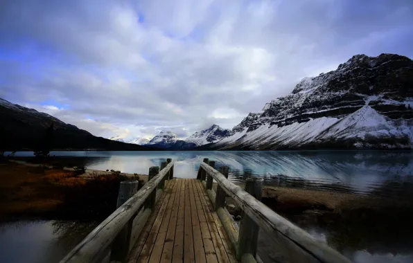 Picture mountains, bridge, nature, lake