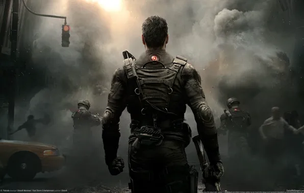 Soldier, smoke, back, Tom Clancys, Rainbow Six Patriots