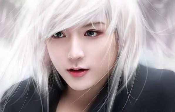 Picture face, guy, white hair, South Korea, South Korea, Asian, k-pop, Ren