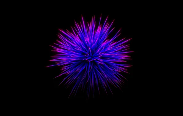 Abstraction, barb, spikes, black background, abstraction, black background, thorns, pink-blue