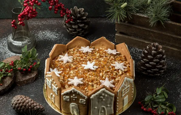 Picture new year, cake, needles