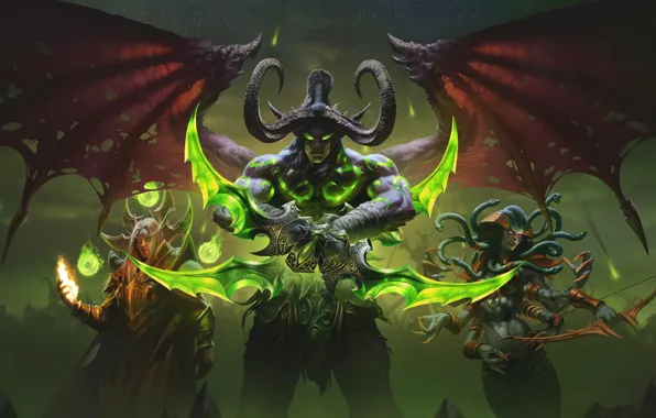 Picture Kael'thas Sunstrider, Illidan Stormrage, Outland, night elf, blades of Azzinoth, naga, The Burning Crusade, World …